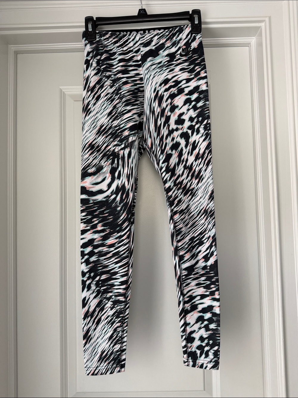Nike Black, White & Pink Abstract Print Workout Leggings